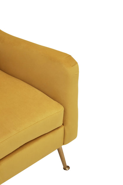 Lisbon Yellow Velvet Chair With Gold Finish Legs