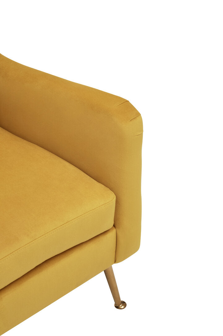 Lisbon Yellow Velvet Chair With Gold Finish Legs