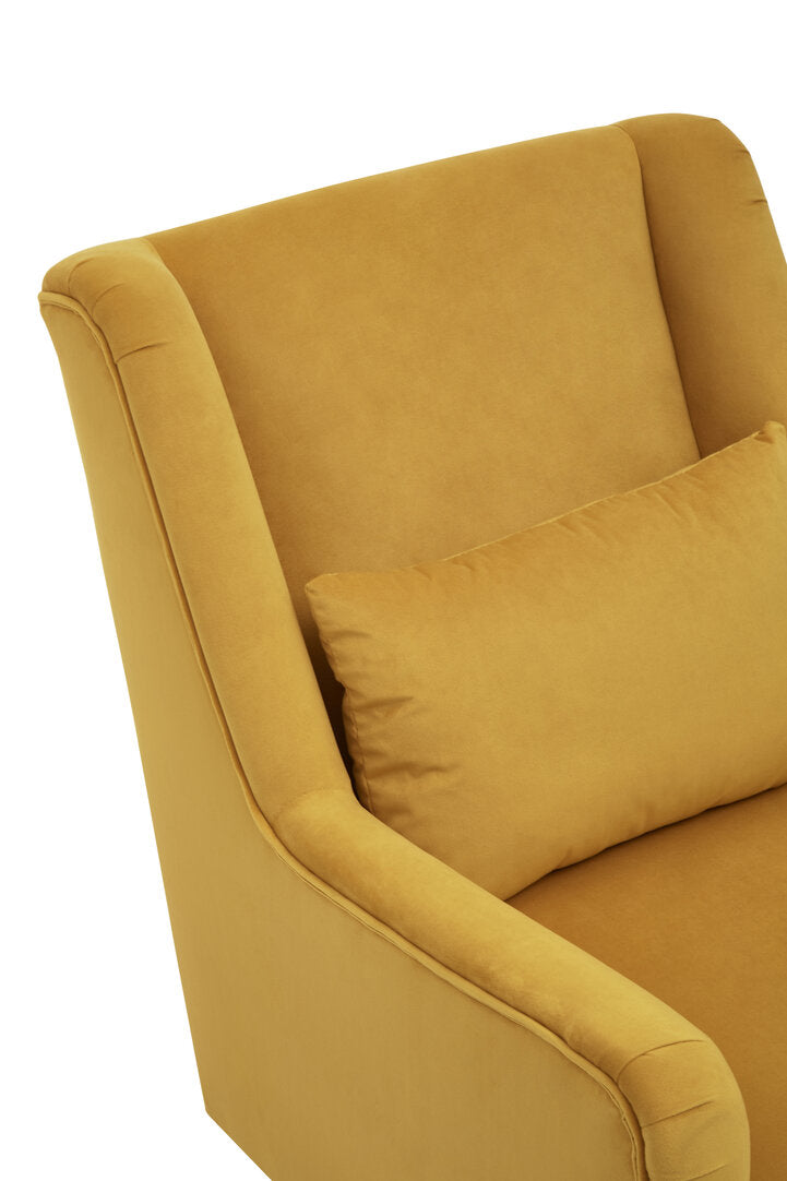 Lisbon Yellow Velvet Chair With Gold Finish Legs