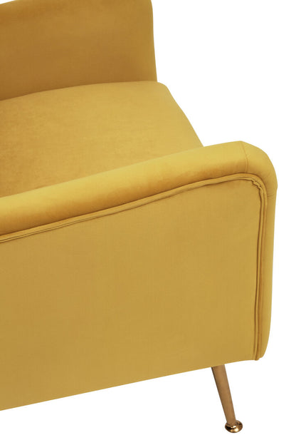 Lisbon Yellow Velvet Chair With Gold Finish Legs