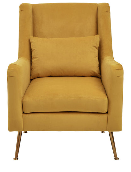 Lisbon Yellow Velvet Chair With Gold Finish Legs