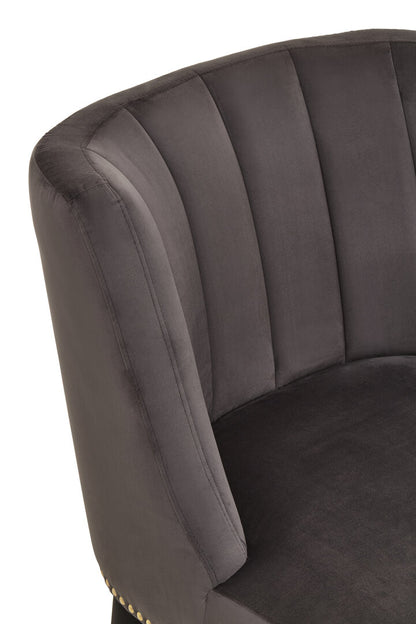 Lisbon Grey Velvet Chair With Black Legs