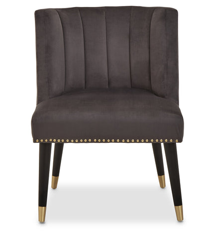 Lisbon Grey Velvet Chair With Black Legs
