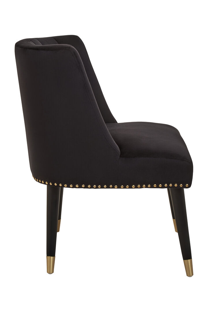 Lisbon Velvet Chair With Black Legs Black 