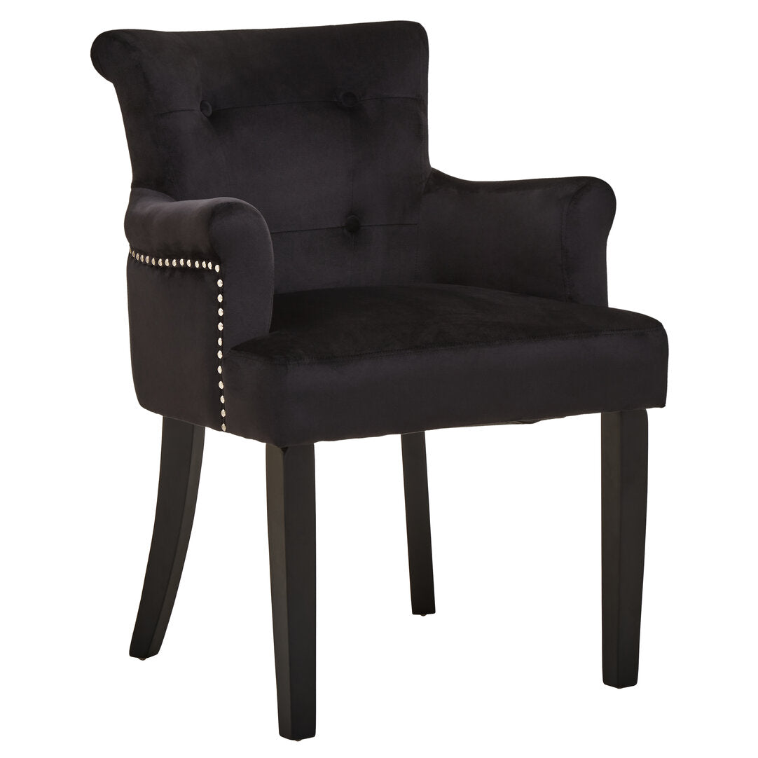 Lisbon Black Velvet Chair With Ring Back