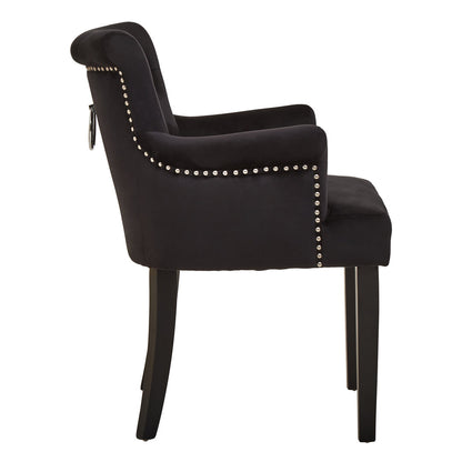 Lisbon Black Velvet Chair With Ring Back