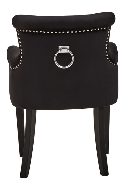 Lisbon Black Velvet Chair With Ring Back