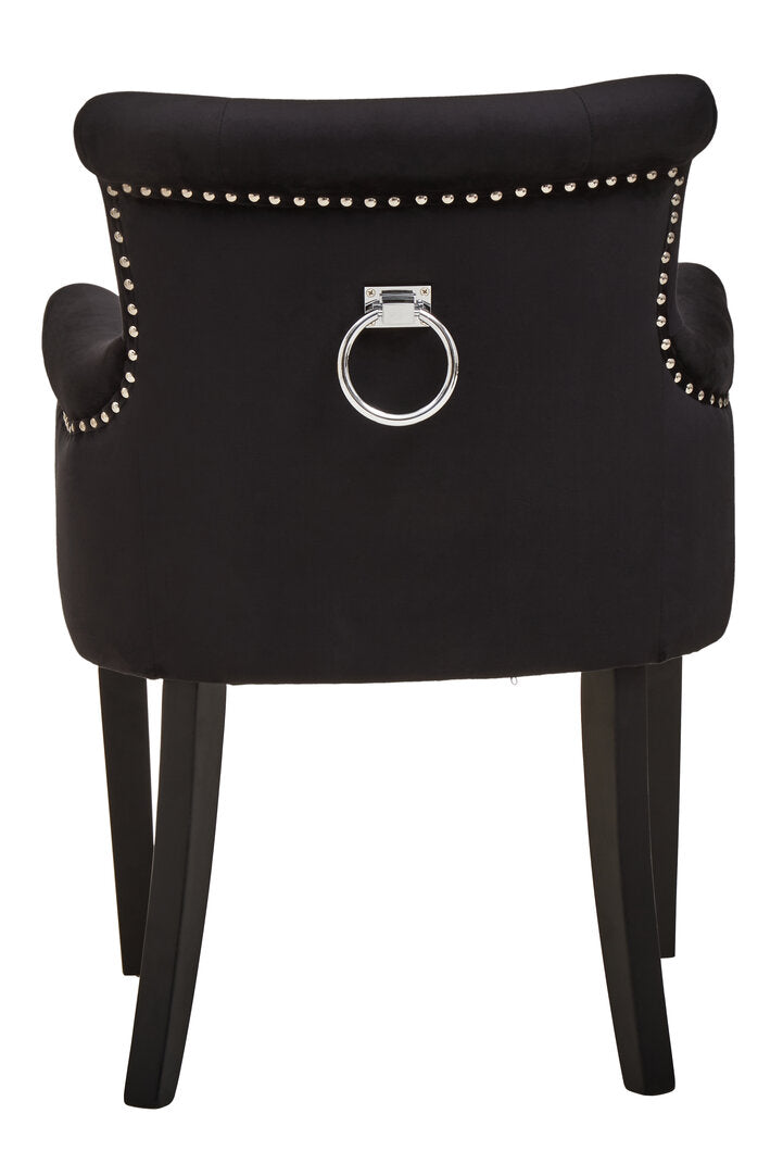 Lisbon Black Velvet Chair With Ring Back