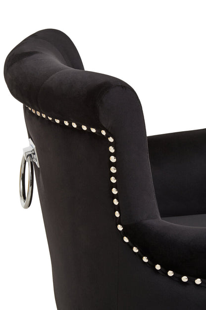 Lisbon Black Velvet Chair With Ring Back