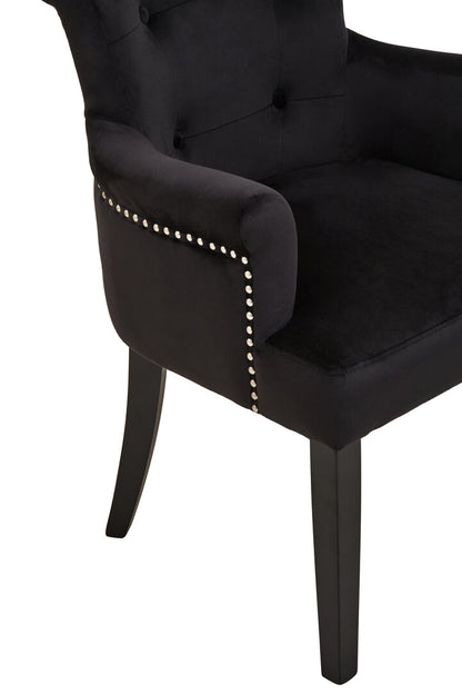 Lisbon Black Velvet Chair With Ring Back