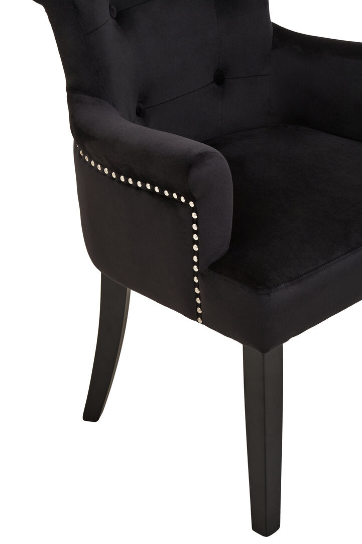 Lisbon Black Velvet Chair With Ring Back