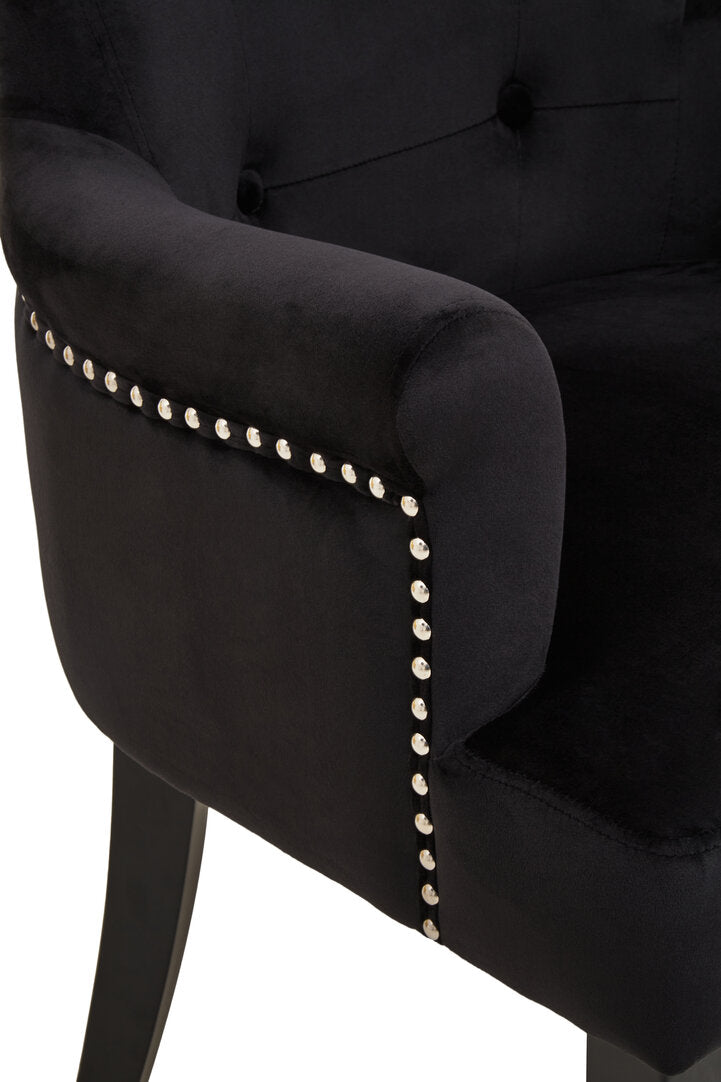 Lisbon Black Velvet Chair With Ring Back