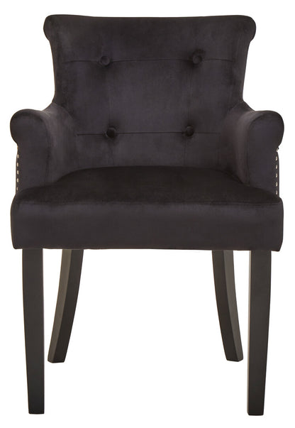 Lisbon Black Velvet Chair With Ring Back