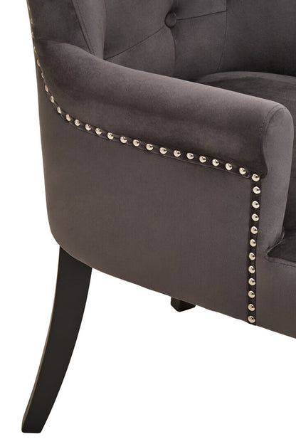 Lisbon Grey Velvet Chair With Ring Back