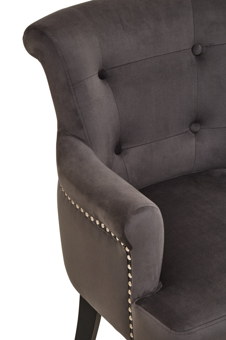 Lisbon Grey Velvet Chair With Ring Back