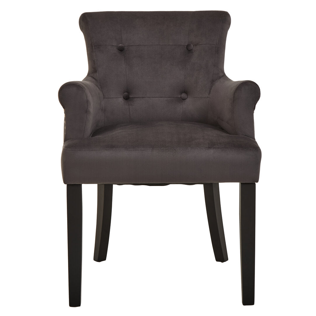 Lisbon Grey Velvet Chair With Ring Back