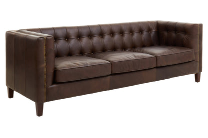 Bath Three Seater Tufted Back Leather Sofa
