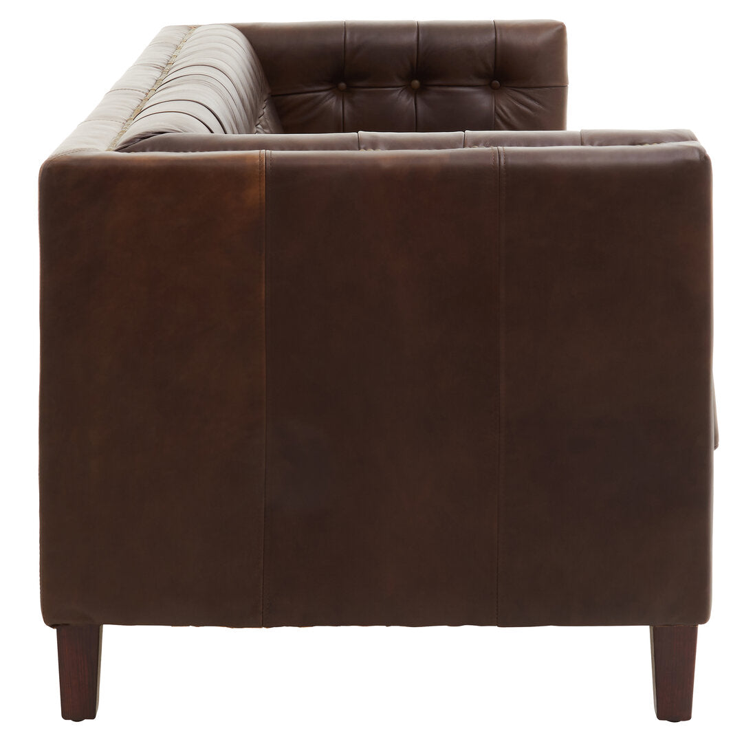 Bath Three Seater Tufted Back Leather Sofa