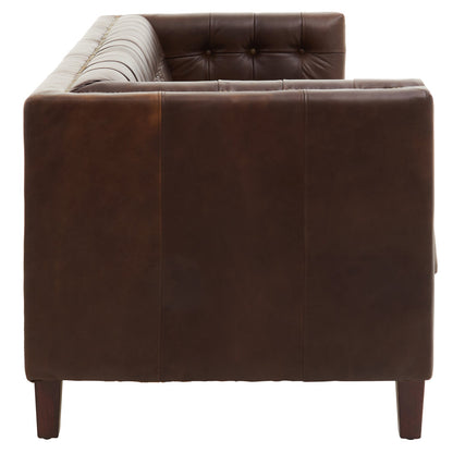 Bath Three Seater Tufted Back Leather Sofa