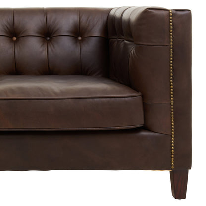 Bath Three Seater Tufted Back Leather Sofa