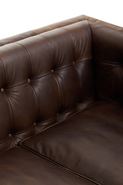 Bath Three Seater Tufted Back Leather Sofa
