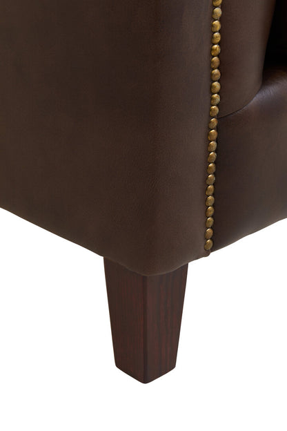 Bath Three Seater Tufted Back Leather Sofa