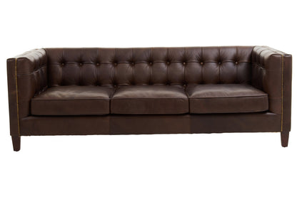 Bath Three Seater Tufted Back Leather Sofa