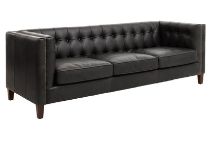Bath Three Seater Antique Ebony Leather Sofa