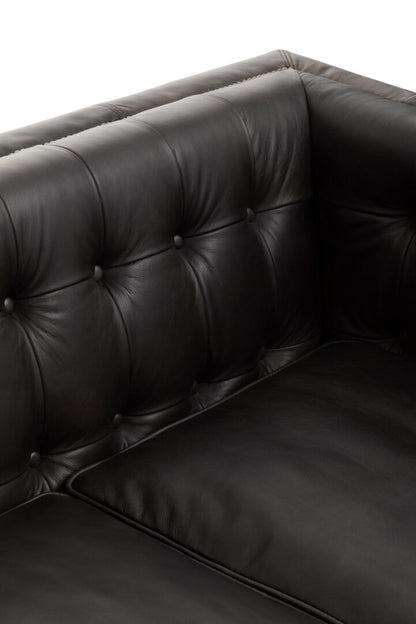 Bath Three Seater Antique Ebony Leather Sofa