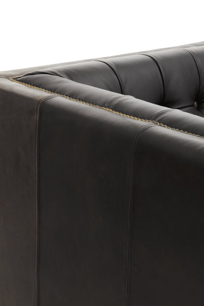 Bath Three Seater Antique Ebony Leather Sofa