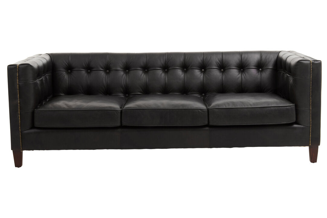 Bath Three Seater Antique Ebony Leather Sofa