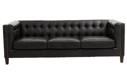 Bath Three Seater Antique Ebony Leather Sofa