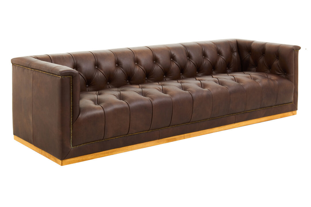 Bath Three Seater Tufted Leather Sofa