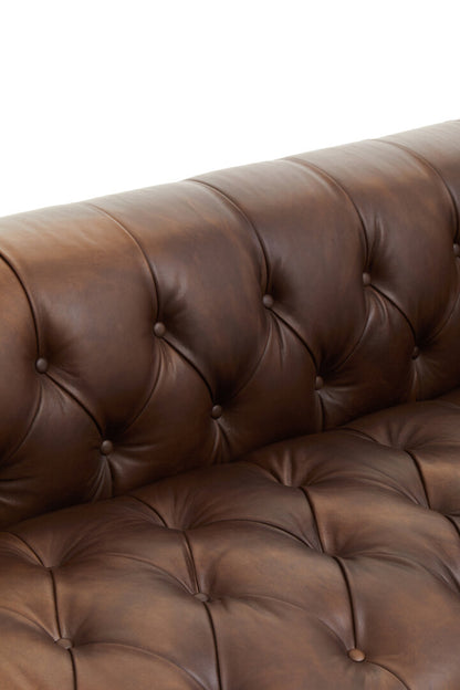 Bath Three Seater Tufted Leather Sofa