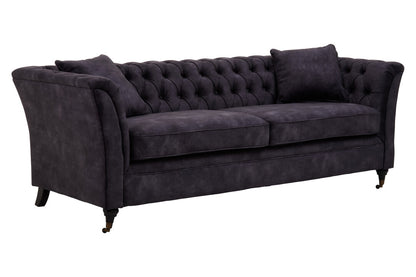 Naples Three Seat Grey Velvet Sofa