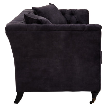 Naples Three Seat Grey Velvet Sofa