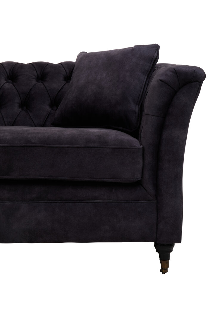 Naples Three Seat Grey Velvet Sofa