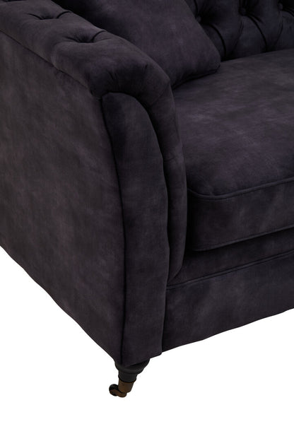 Naples Three Seat Grey Velvet Sofa