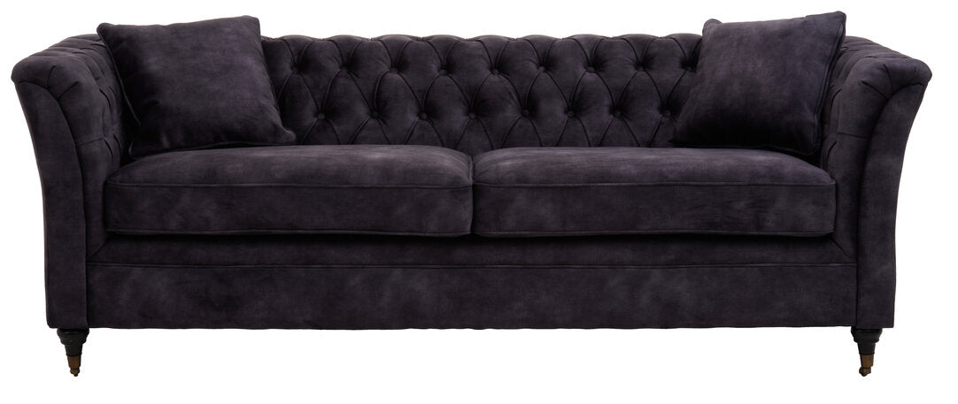 Naples Three Seat Grey Velvet Sofa