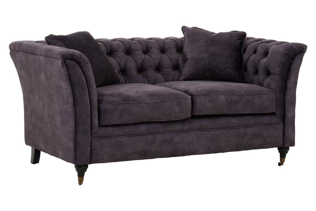 Naples Two Seat Grey Velvet Sofa