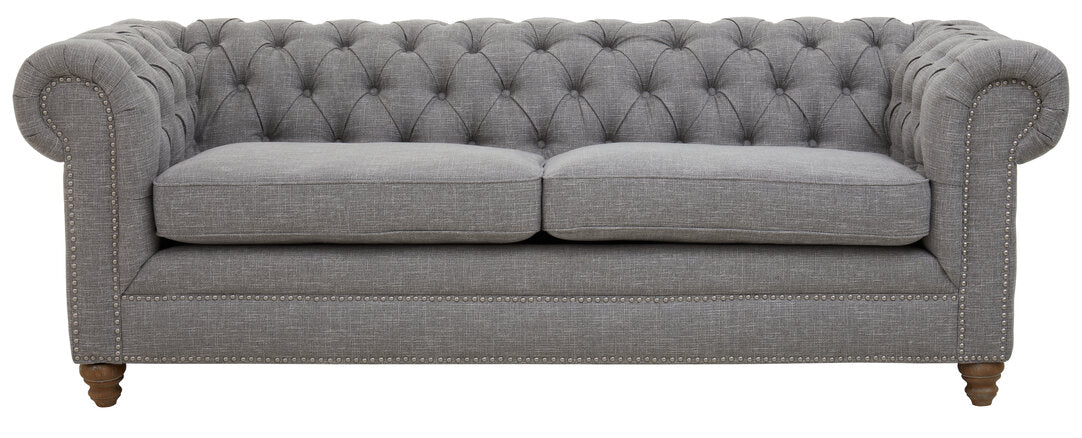 Seville Three Seat Grey Linen Sofa