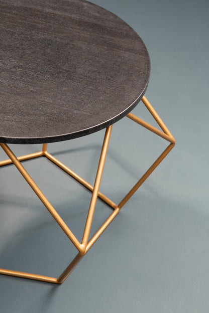 Loxley Round Marble Top Coffee Table With Gold Finish Frame