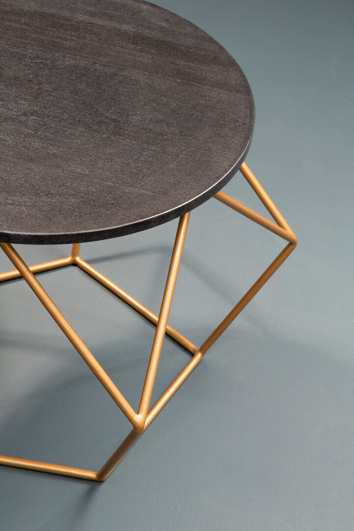 Loxley Round Marble Top Coffee Table With Gold Finish Frame