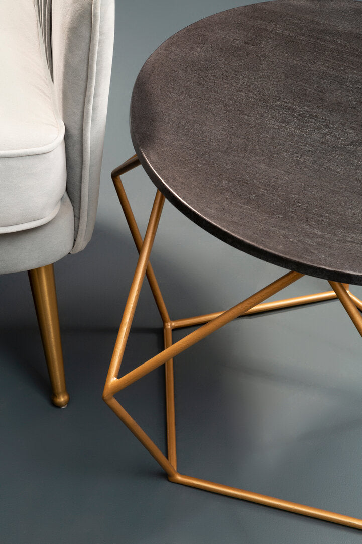 Loxley Round Marble Top Coffee Table With Gold Finish Frame