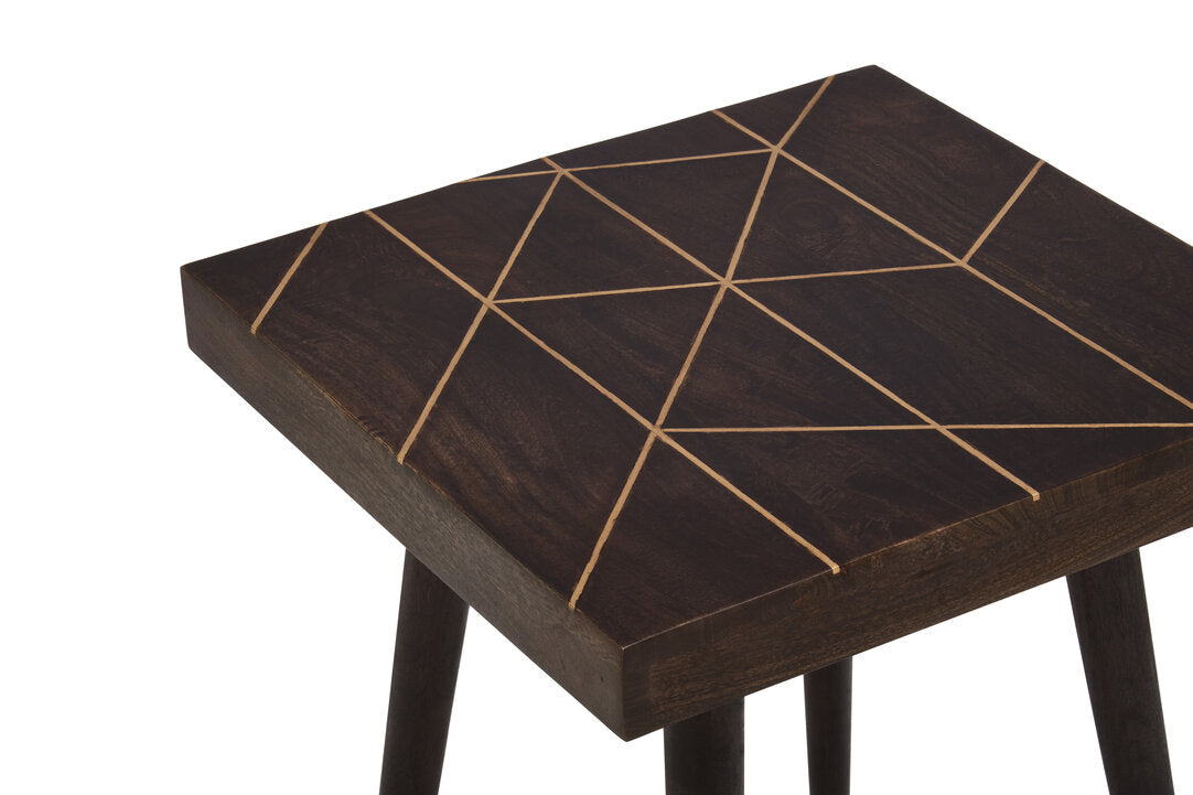 Penzance Mango Wood And Gold Tip Legs Side Table