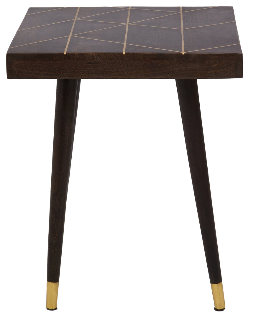 Penzance Mango Wood And Gold Tip Legs Side Table