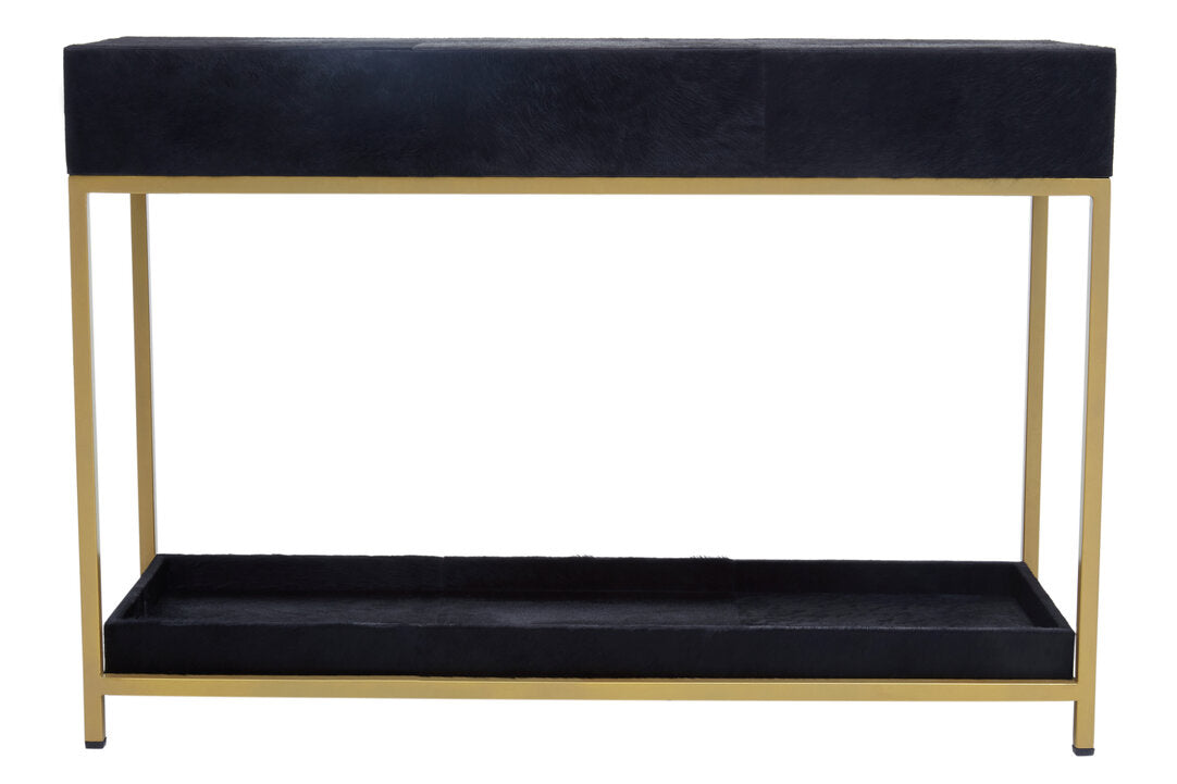 Vienna Townhouse Hair on Leather Two Drawer Console Table