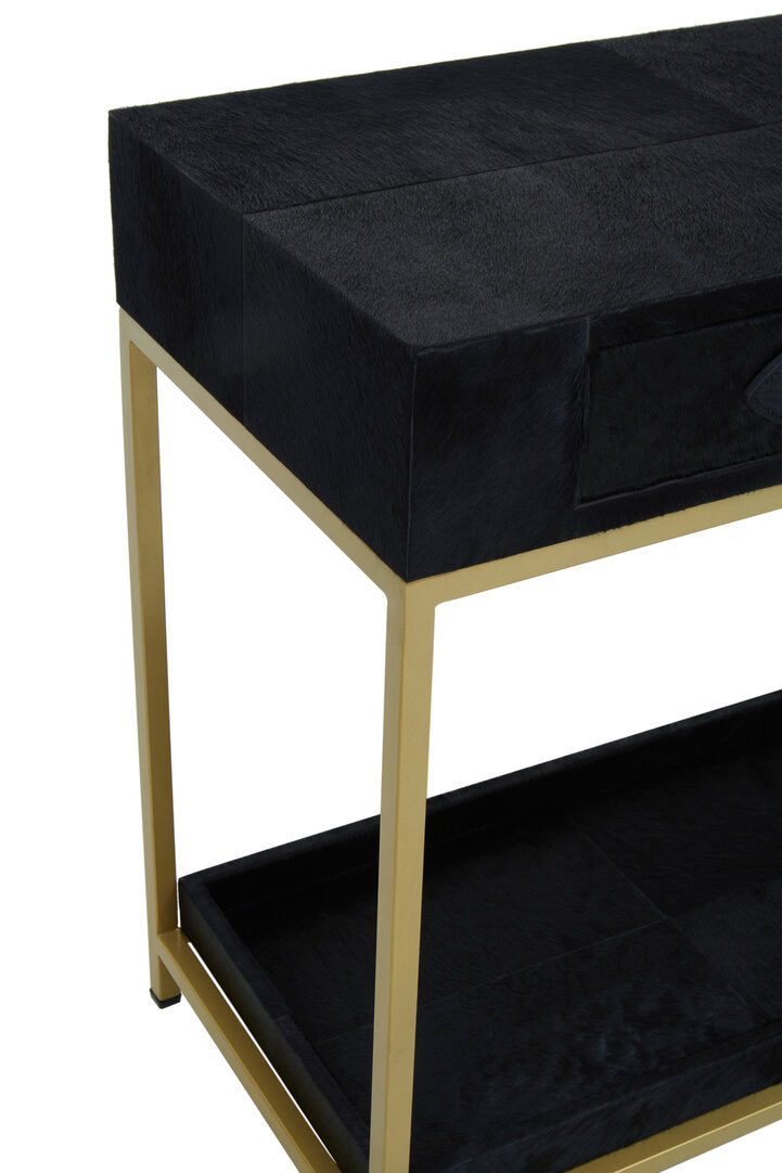 Vienna Townhouse Hair on Leather Two Drawer Console Table