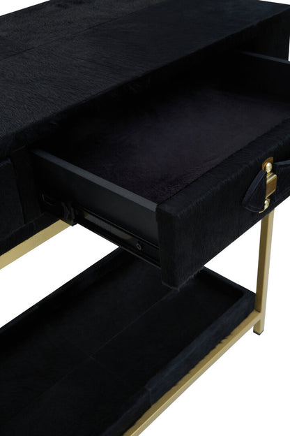 Vienna Townhouse Hair on Leather Two Drawer Console Table