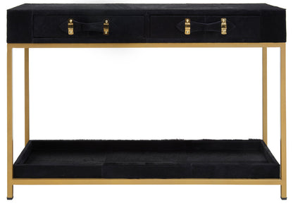 Vienna Townhouse Hair on Leather Two Drawer Console Table